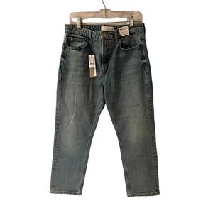 Topshop Jamie Straight High-Waisted Jeans Bleached Light Blue Size 10 32x32 NWT